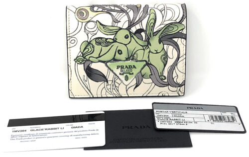 Prada x James Jean Liberty Rabbit Bi-Fold Compact Petite Wallet Green Bunnies - 第 1/8 張圖片