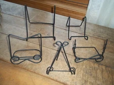 5 Black METAL Display Easels Stands/Plate Holders (2 twisted)  3.5" - 6"