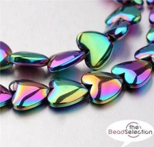 PREMIUM QUALITY RAINBOW HEART HEMATITE BEADS 12mm 15 per bag HEM31