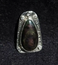 Velvet Rainbow Obsidian Pendant *  Sterling Silver by Ismael Pando, Silversmith