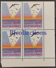 640-SAN MARINO 1985 EMIGRAZIONE - EMIGRATION FULL BLOCK 4 STAMPS MNH