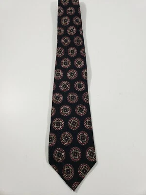 Kenneth Gordon Mens Blue Geometric Neck Tie 100% Silk Made In USA - Image 1 of 2