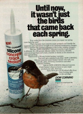 1980 Vintage Print Ad Dow Corning Silicone Concrete Crack Sealant Birds Spring