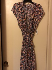 NEW W/Tags Old Navy Size XL Short Sleeve Rayon Wrap Dress Navy & Pink Floral
