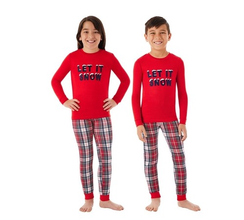 NEW Let It Snow Matching Family PJ Sleep Kid's Unisex Size 3T 2-Piece Pajama Set - Picture 5 of 13