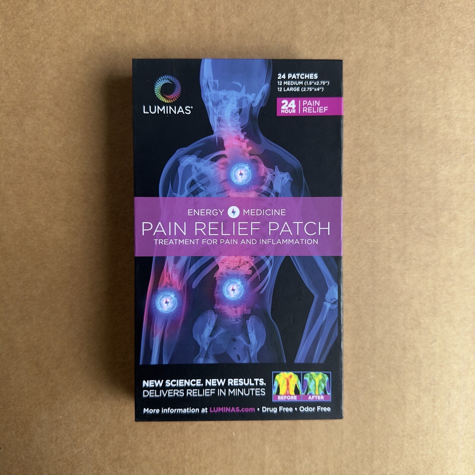 Luminas All Day Pain & Inflammation Relief Patches 24 Pack (Med&Large