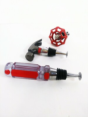 Wine Bottle Stoppers Hammer Screwdriver Faucet Handle Lot of 3