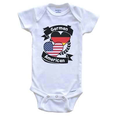 German American Hearts USA Flag Germany Flag Short Sleeve Baby Bodysuit