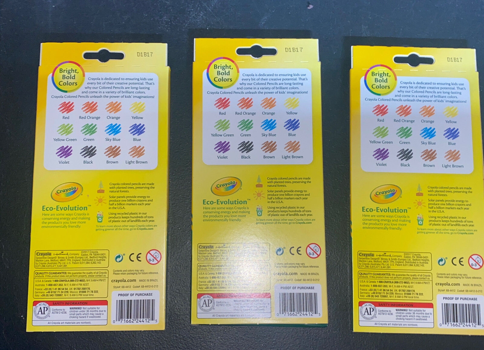 3 Pack Crayola Erasable Colored Pencils 12 Pc pre-sharpened #68-4412 New