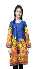 Pakistani Indian Kameez Stitched Size XL Kurti/Top/Tunic/Shirt YF-Blue 1Pice 