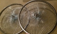 2 CHROME 144 SPOKE LOWRIDER BICYCLE RIMS 26" FRONT  REAR COASTER BRAKE, CRUISER