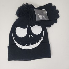 Disney The Nightmare Before Christmas Beanie Gloves Set Kids Pom Hat Winter Cozy