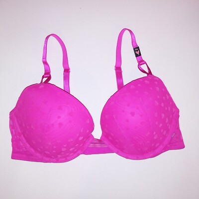Victoria Secret Bra 36C Push Up Pink Hearts Underwire New | eBay