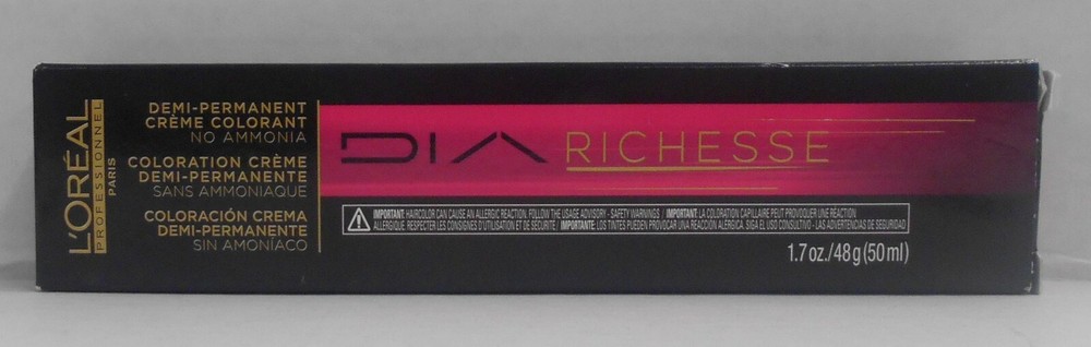 LOREAL DIA RICHESSE Demi-Permanent Hair Color Cream 1.7 oz Black Box
