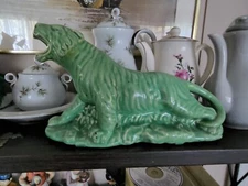 Vintage Roaring Tiger Light Green Glazed Ceramic Planter Cameron Clay Pottery