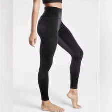 Athleta Elation Ultra High-Rise Velvet Legging Black Velour Pants Women's Size L