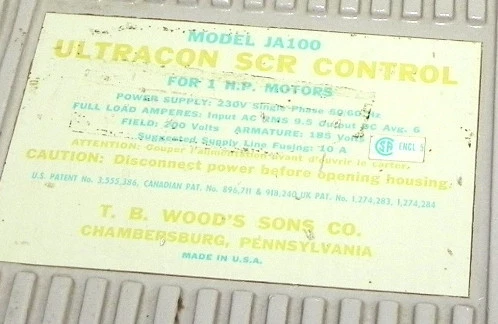 TB WOOD'S JA100 ULTRACON SCR SPEED CONTROL  - Image 2 of 3