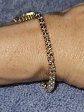Two-Tone 3mm Ice Link Bracelet 14K Gold-Plate...