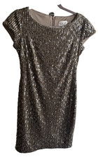 Pre-Owned Eliza J Brown  Size 2 Sequin Cocktail Knee Length Short Sleeve Dress