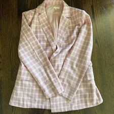 Pink and white plaid blazer
