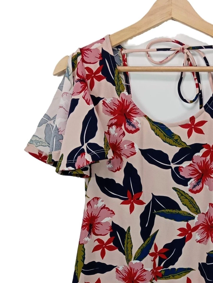 MANGO Vestido de Verano Mujeres Vestido Talla EU 36 rosa-verde-rojo look casual - Imagen 3 de 4