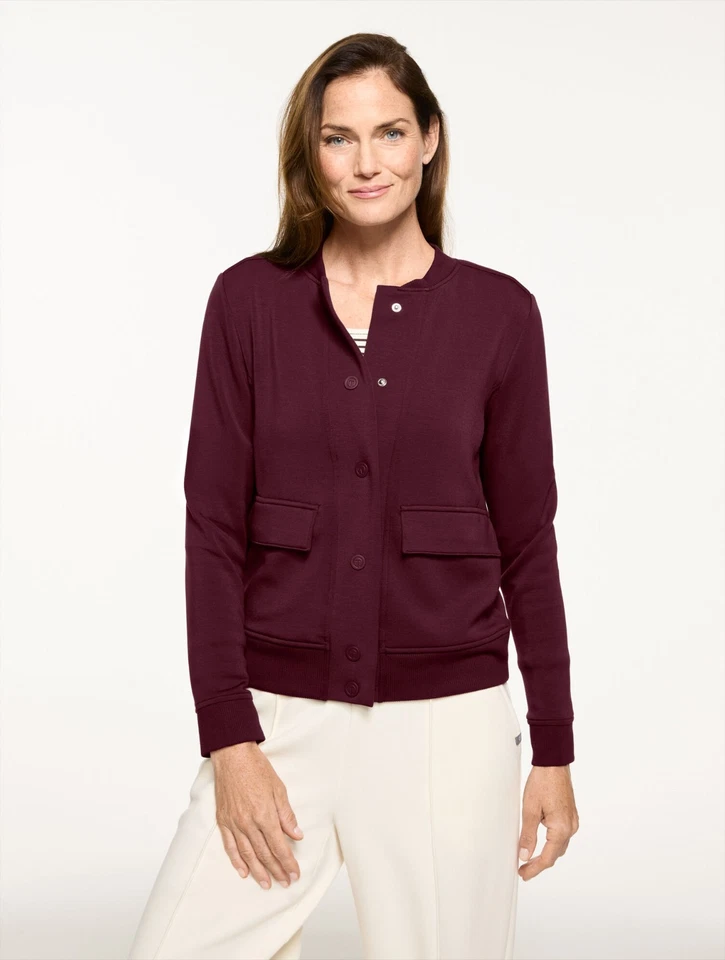 AirKnit Stretch Bomber Jacket at Talbots, NWT $129, color BLACK - Image 4 of 4