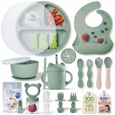 23-Piece BPA-Free Silicone Baby Feeding Set  Extra Large Suction Plates, Tod...
