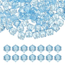 8mm Acrylic Cube Faceted Beads, 300 Pcs Diamond Spacer Beads, Sky Blue