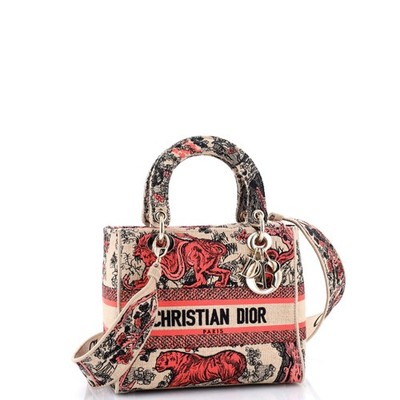 Christian Dior Lady D-Lite Bag Embroidered Raffia Medium | eBay
