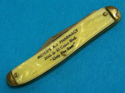 ANTIQUE'30-50's USA MEYERS A-1 PHARMACY SERPENTINE JACK KNIFE VINTAGE KNIVES EC