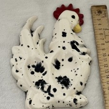 Unbranded Ceramic Rooster Wall Hanging Spoon Rest White Vintage Hand Painted Exc