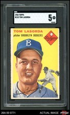1954 Topps #132 Tommy Lasorda Dodgers RC HOF (as MANAGER) SGC 5 - EX