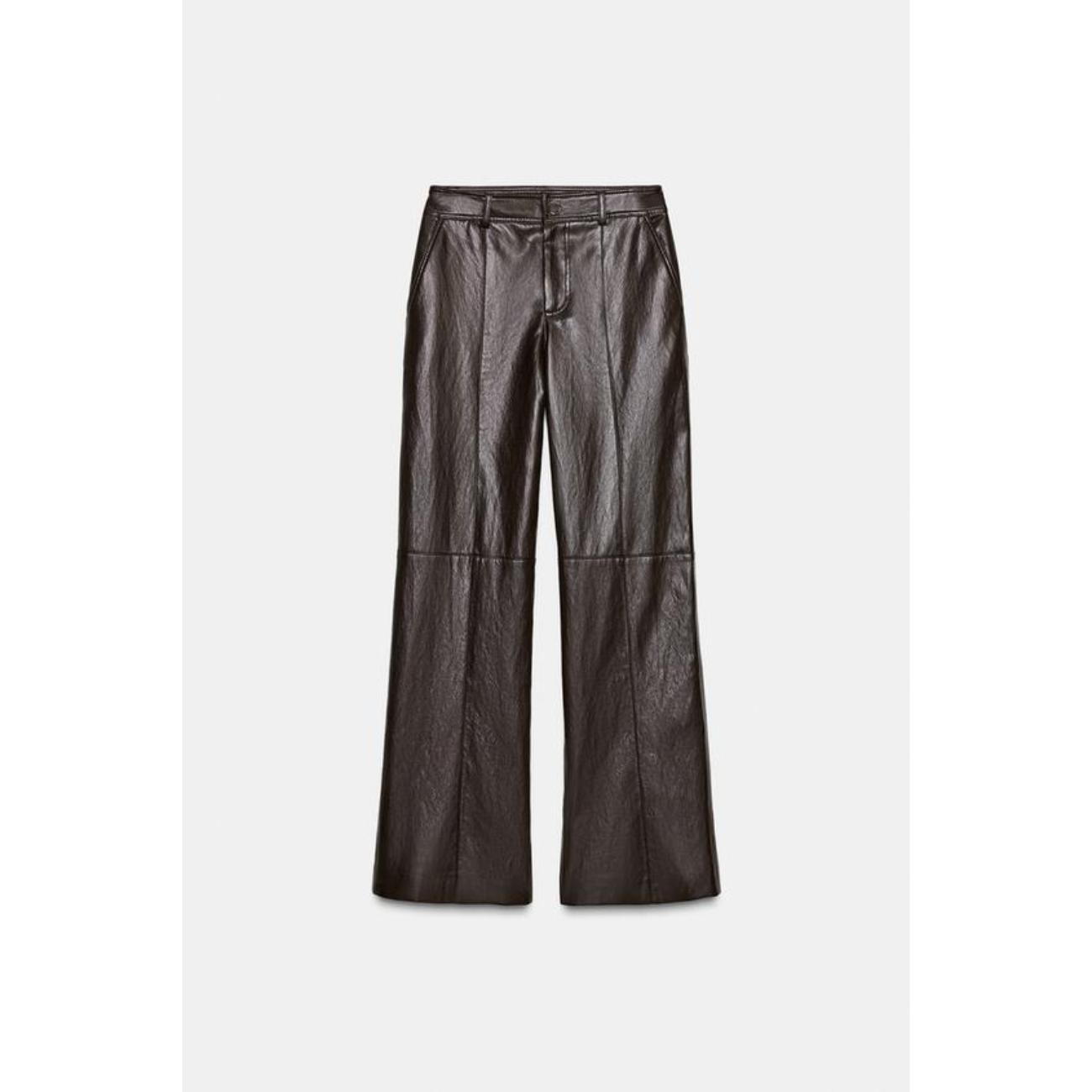 ZARA FAUX LEATHER STRAIGHT TROUSERS