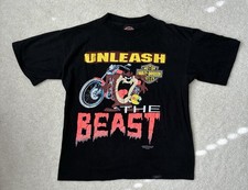 VTG 1992 Harley Davidson Tazmanian Devil Taz Looney Tunes Single Stitch Shirt L