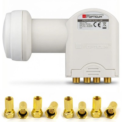 QUAD LNB Opticum 0,1dB Quattro Switch Full HDTV Digital TESTSIEGER SKY HD+ fähig