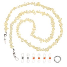 Natural Stone Chip Beaded Eyeglass Chain for Women, 28 Inch Yellow