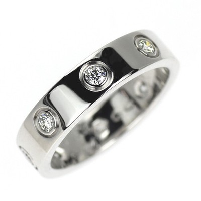Cartier K18WG Diamond Ring Mini Love FullDia No. 45 - Auth free shipping from Ja