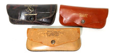 Vintage lot of 3 Leather Eyeglass Cases with Snap closures
