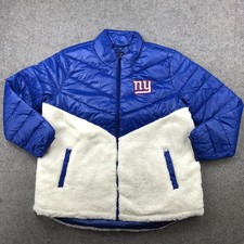 New York Giants Jacket Womens 2XL Blue White NFL Football Sherpa Puffer Fleece