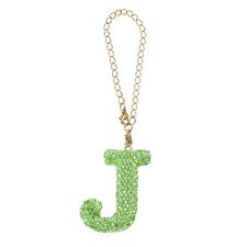 Letter Bag Charm Bling Glitter Letter Charm Initial, Green, J Shape
