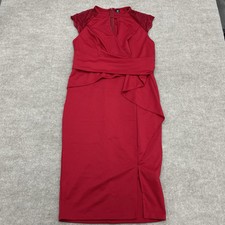 SHEIN Red Pencil Dress Lace Sleeve Detail Neck Cutout Women’s Size XL