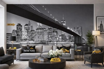 Brooklyn Bridge NY wallpaper large black wall mural 384x260cm city view decor