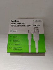 Belkin BoostCharge Pro Braided USB-A to USB-C Cable 15W 3.3 Ft 1M White