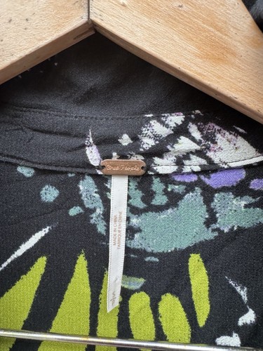 Free People Field of Butterflies Print Black High-Low Tunic  Small - Picture 5 of 9