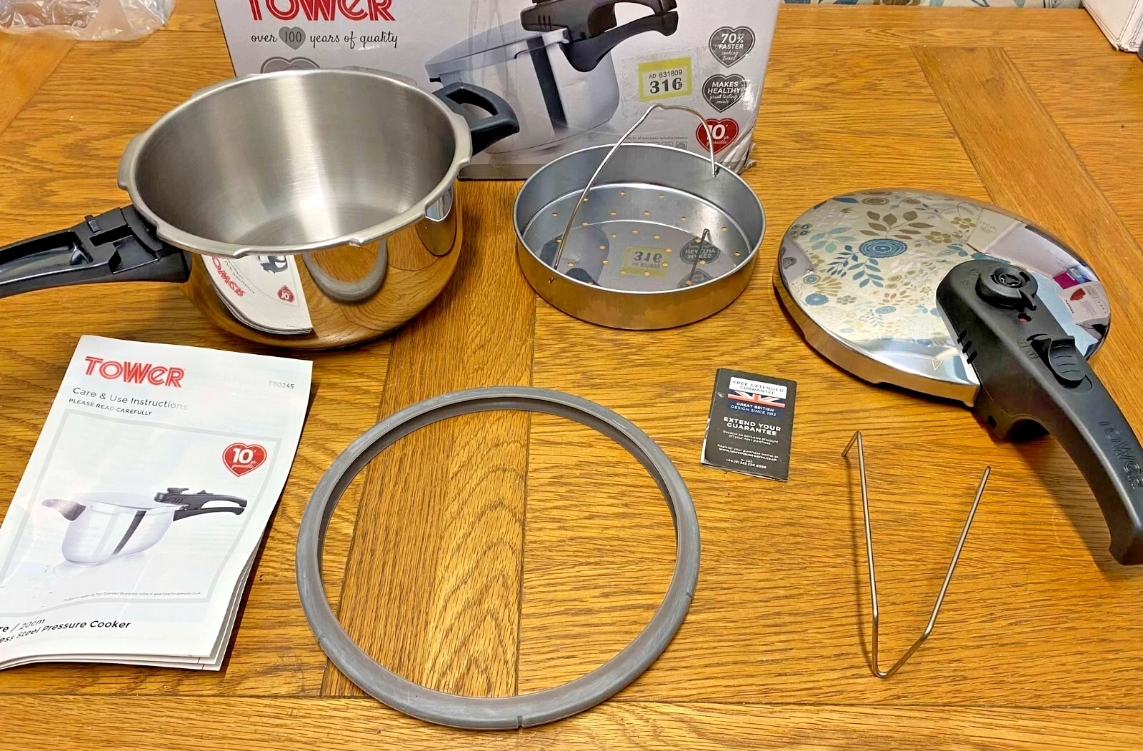 Tower T80245 Pressure Cooker Stainless Steel, 3 Litre - SPARE PARTS CHOICE
Opens in a new window or 