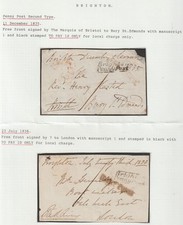 1835/6 2 BRIGHTON PENNY POST & TO PAY 1d ONLY FREE FRONTS TO BURY ST ED & LONDON
