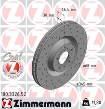 2x ZIMMERMANN Bremsscheibe SPORT Z 100.3326.52 für AUDI B7 B6 A4 1LJ 8ED 8E5 8EC