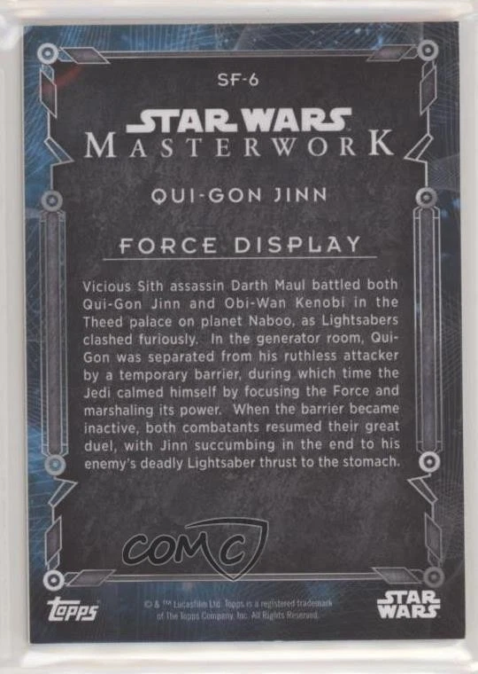 2016 Topps Star Wars Masterwork Show of Force Wood /50 Qui-Gon Jinn #SF-6 - Image 2 of 3