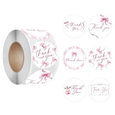 Thank You Sticker Lovely Bows Labels Round Sticker for Wedding Bridal Shower