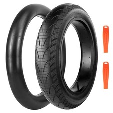 Fat E-Bike Tire and Inner Tube Set 16x4.0 Inch with 2 Tire Levers Black Set